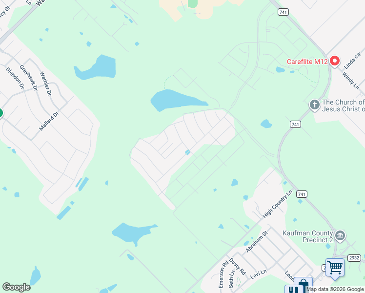 map of restaurants, bars, coffee shops, grocery stores, and more near 10125 High Country Lane in Forney