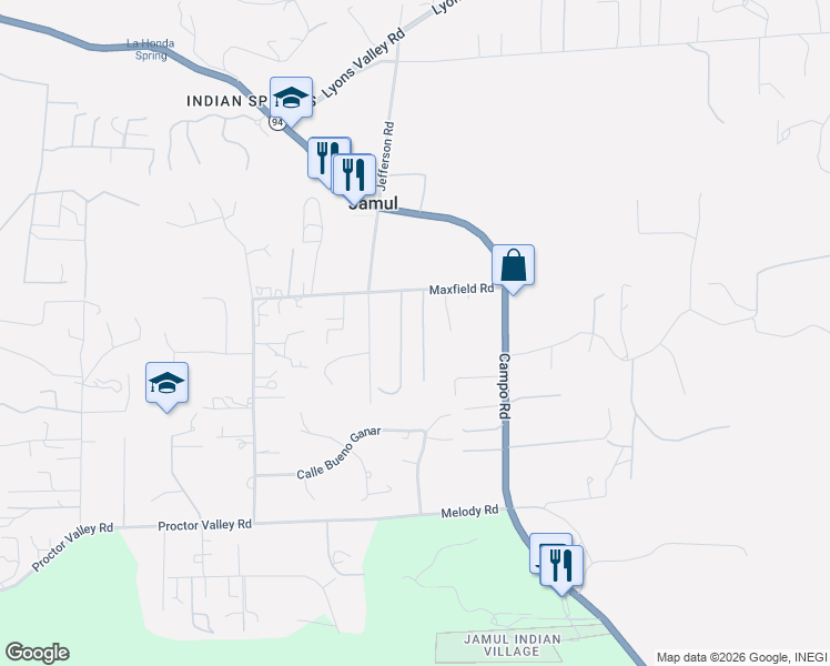 map of restaurants, bars, coffee shops, grocery stores, and more near 13955 Wanda Way in Jamul