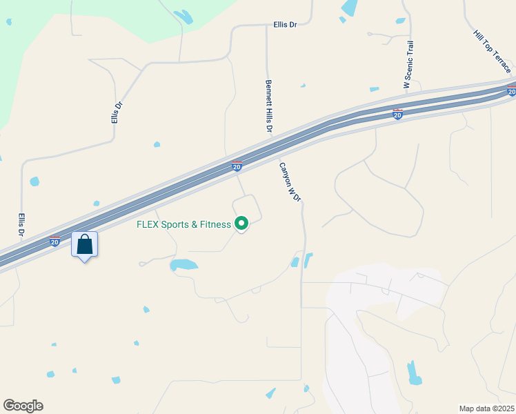 map of restaurants, bars, coffee shops, grocery stores, and more near 200 Canyon West Drive in Weatherford