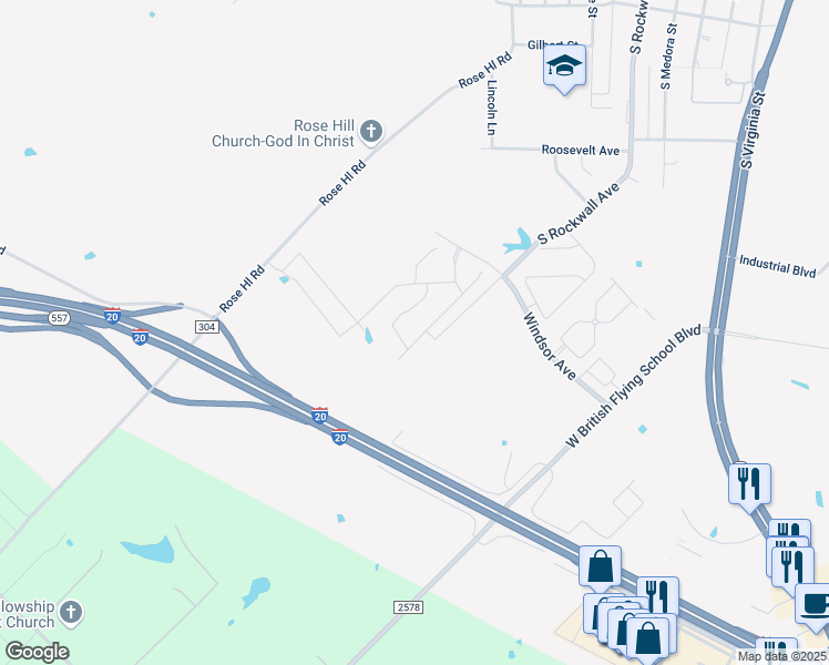 map of restaurants, bars, coffee shops, grocery stores, and more near 219 Still Glen Drive in Terrell