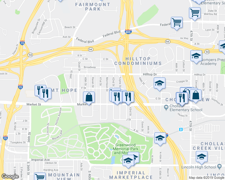 map of restaurants, bars, coffee shops, grocery stores, and more near 802 42nd Street in San Diego