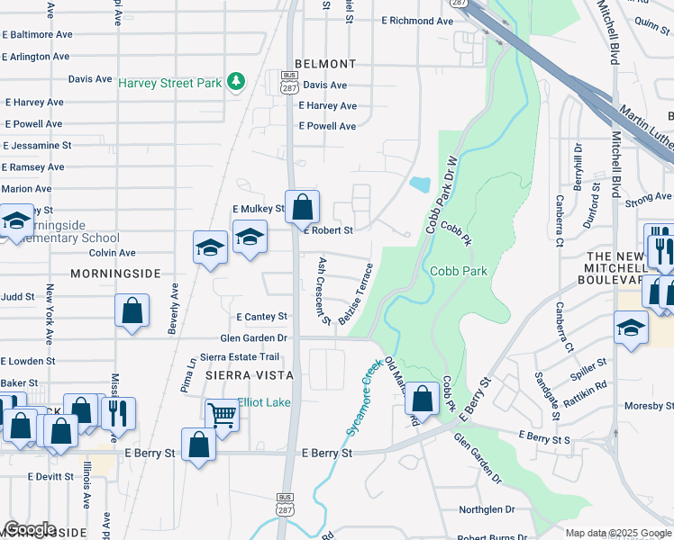 map of restaurants, bars, coffee shops, grocery stores, and more near 1712 Colvin Street in Fort Worth