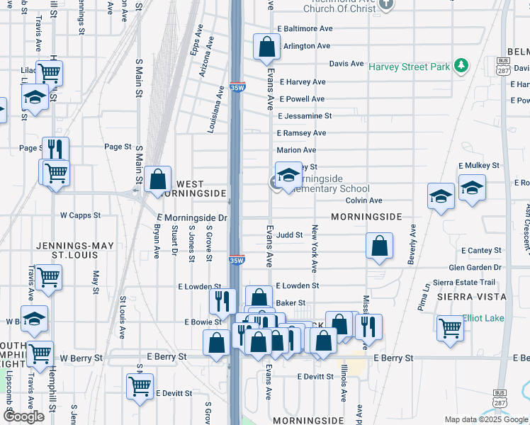 map of restaurants, bars, coffee shops, grocery stores, and more near in Fort Worth