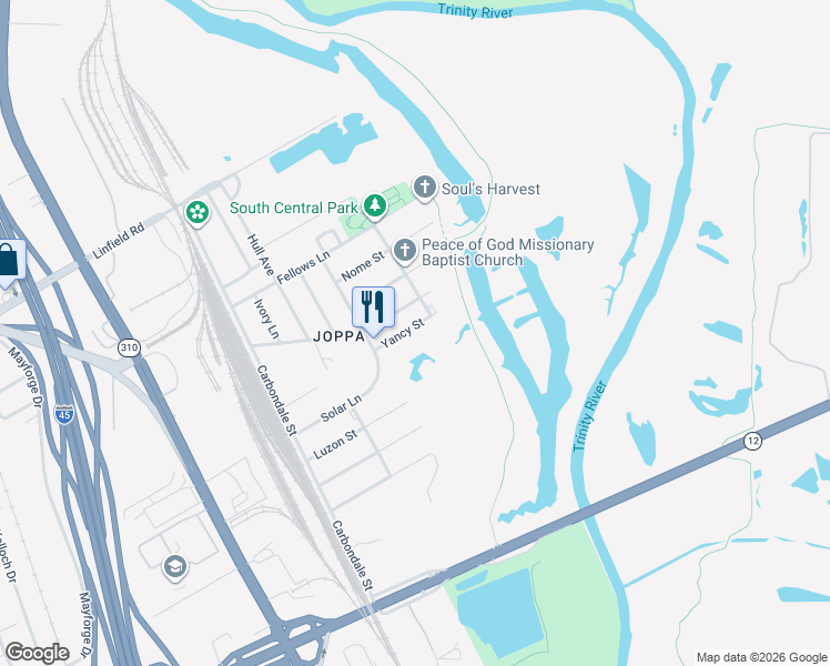 map of restaurants, bars, coffee shops, grocery stores, and more near 4742 Yancy Street in Dallas