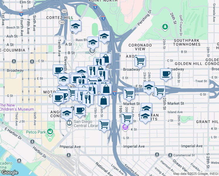 map of restaurants, bars, coffee shops, grocery stores, and more near 756 17th Street in San Diego