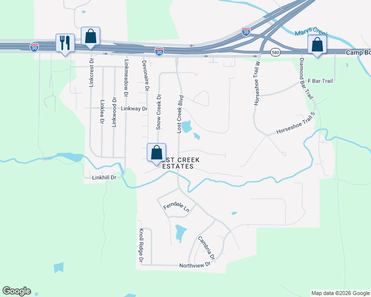 map of restaurants, bars, coffee shops, grocery stores, and more near 11716 Wind Creek Court in Aledo