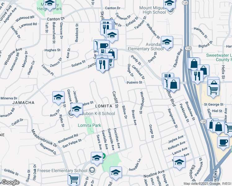 map of restaurants, bars, coffee shops, grocery stores, and more near 761 Cardiff Street in San Diego