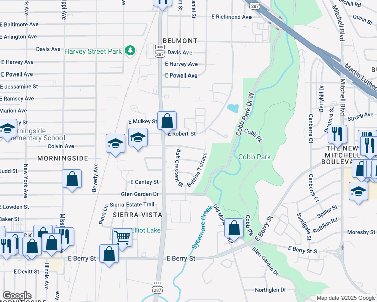 map of restaurants, bars, coffee shops, grocery stores, and more near 1712 Colvin Street in Fort Worth