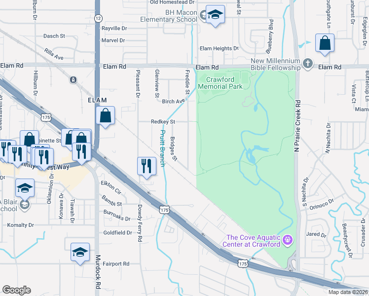 map of restaurants, bars, coffee shops, grocery stores, and more near 230 Freddie Street in Dallas