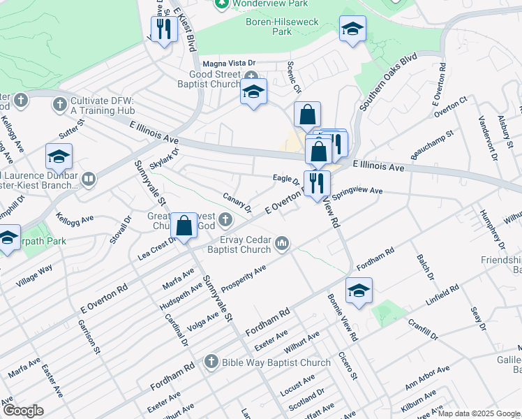 map of restaurants, bars, coffee shops, grocery stores, and more near in Dallas