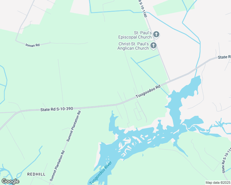 map of restaurants, bars, coffee shops, grocery stores, and more near 7022 Toogoodoo Road in Meggett