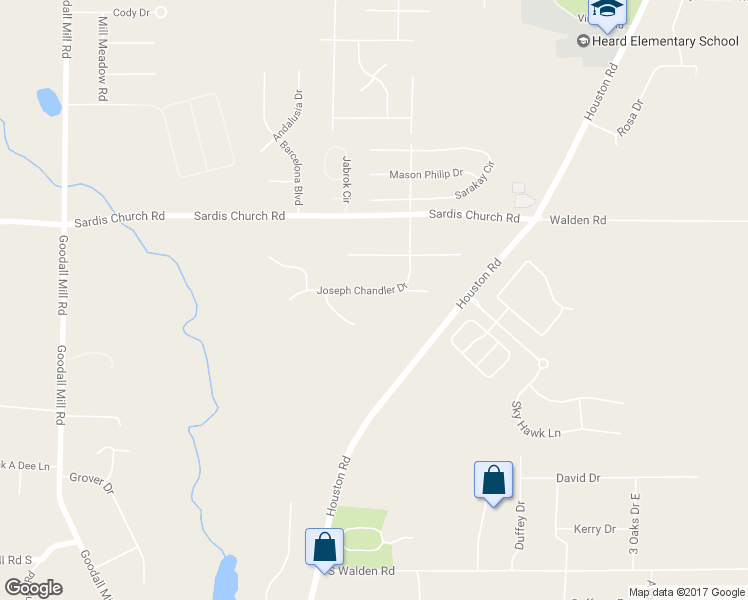 map of restaurants, bars, coffee shops, grocery stores, and more near 428 Joseph Chandler Drive in Macon