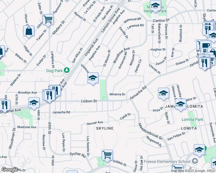 map of restaurants, bars, coffee shops, grocery stores, and more near 777 Woodrow Avenue in San Diego