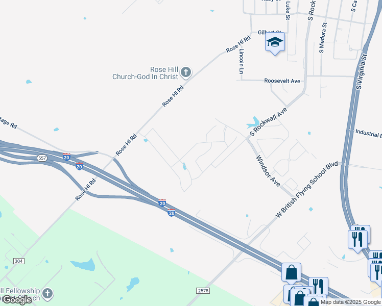 map of restaurants, bars, coffee shops, grocery stores, and more near 219 Still Glen Drive in Terrell