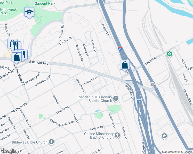 map of restaurants, bars, coffee shops, grocery stores, and more near 3540 Wilhurt Avenue in Dallas