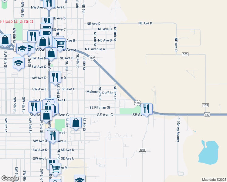 map of restaurants, bars, coffee shops, grocery stores, and more near 408 Southeast 8th Street in Seminole