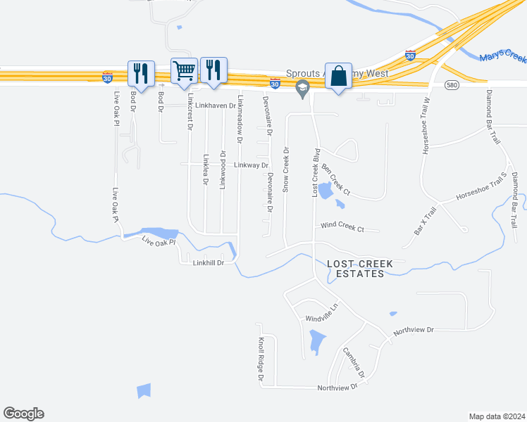 map of restaurants, bars, coffee shops, grocery stores, and more near 11907 Rhulen Court in Aledo