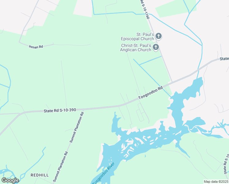 map of restaurants, bars, coffee shops, grocery stores, and more near 7022 Toogoodoo Road in Meggett