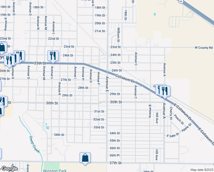 map of restaurants, bars, coffee shops, grocery stores, and more near 2801 Avenue East in Snyder