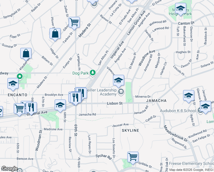 map of restaurants, bars, coffee shops, grocery stores, and more near 834 Angelus Avenue in San Diego