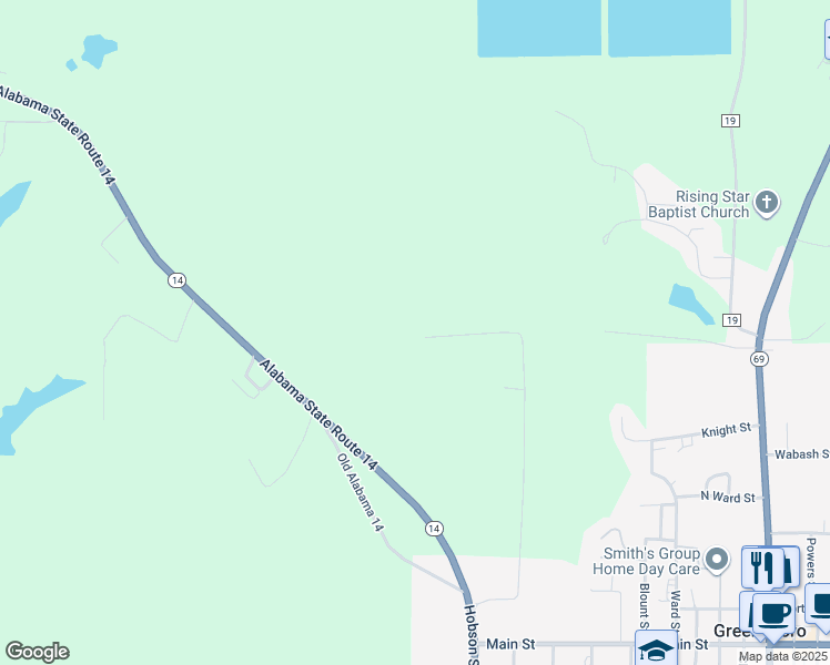 map of restaurants, bars, coffee shops, grocery stores, and more near 829 Al Highway 61 in Greensboro