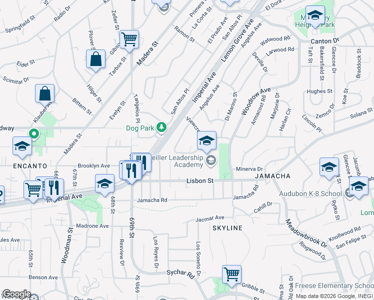 map of restaurants, bars, coffee shops, grocery stores, and more near 834 Angelus Avenue in San Diego