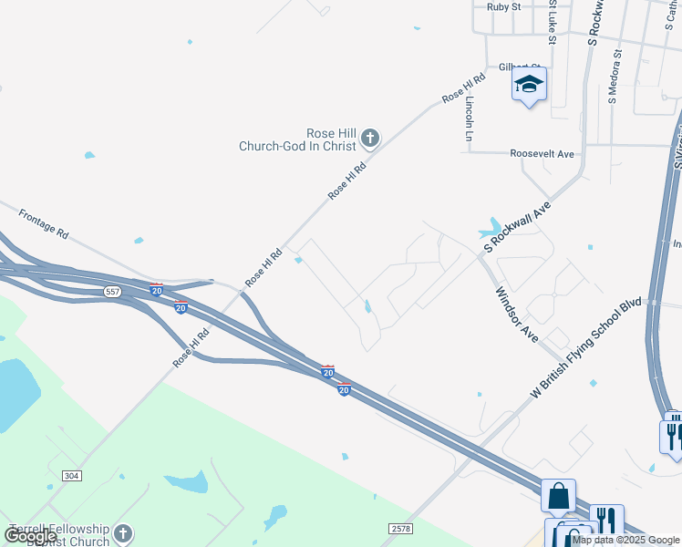 map of restaurants, bars, coffee shops, grocery stores, and more near Fairmeade Drive in Terrell