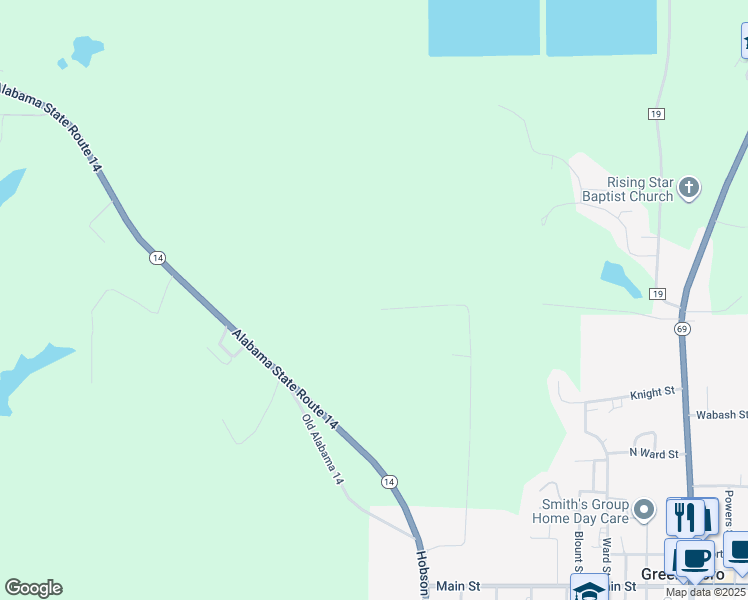 map of restaurants, bars, coffee shops, grocery stores, and more near 829 Al Highway 61 in Greensboro