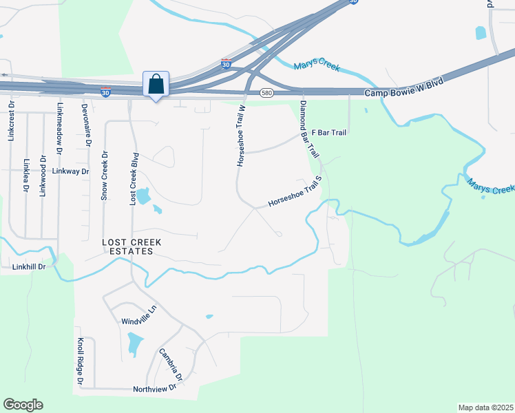 map of restaurants, bars, coffee shops, grocery stores, and more near 7084 Horseshoe Trail South in Aledo