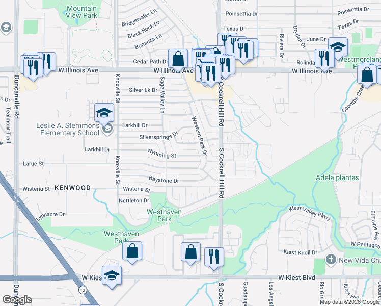 map of restaurants, bars, coffee shops, grocery stores, and more near 4533 Wyoming Street in Dallas