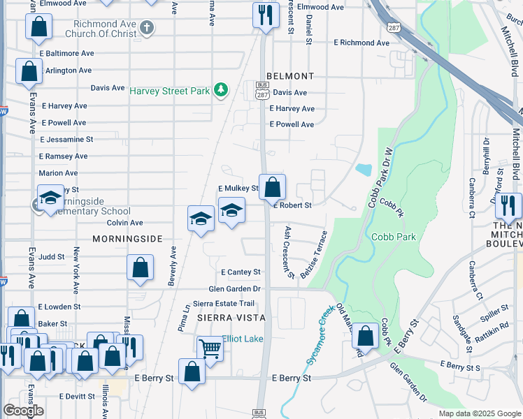 map of restaurants, bars, coffee shops, grocery stores, and more near 1507 East Robert Street in Fort Worth