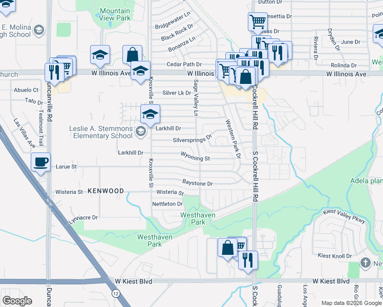 map of restaurants, bars, coffee shops, grocery stores, and more near 4631 Wyoming Street in Dallas