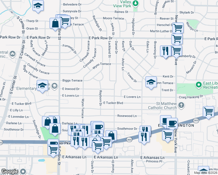 map of restaurants, bars, coffee shops, grocery stores, and more near 1800 Wynn Terrace in Arlington