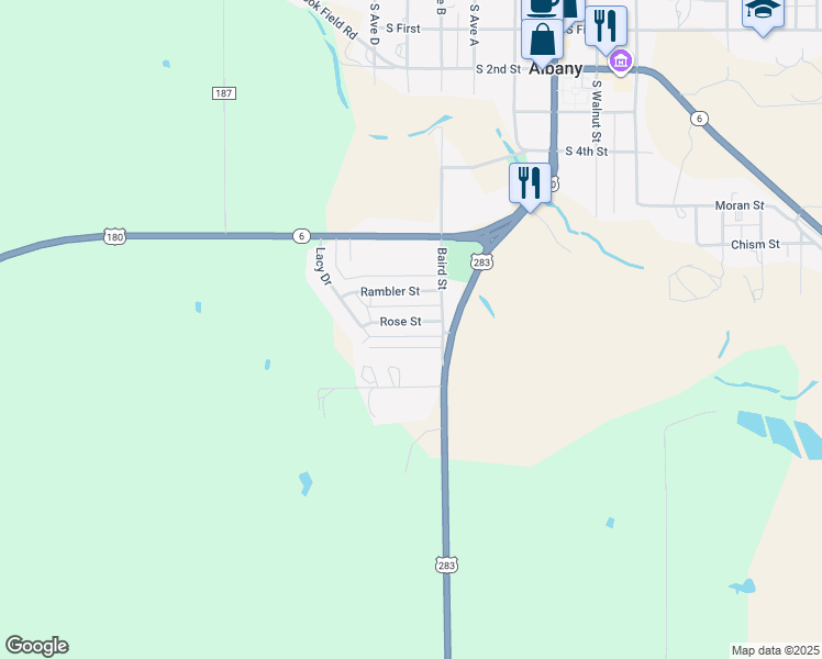 map of restaurants, bars, coffee shops, grocery stores, and more near 801 Rose Street in Albany