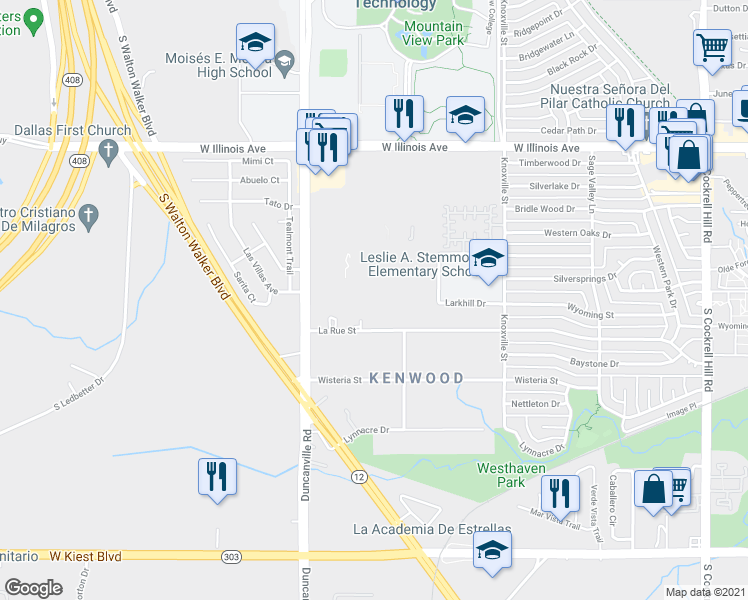 map of restaurants, bars, coffee shops, grocery stores, and more near 0 Highway 12 Loop in Dallas