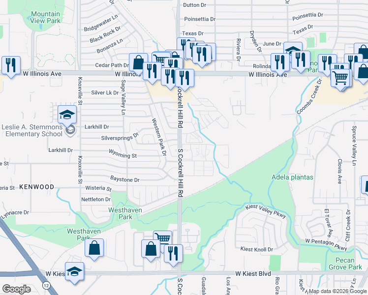 map of restaurants, bars, coffee shops, grocery stores, and more near 4369 Wyoming Street in Dallas