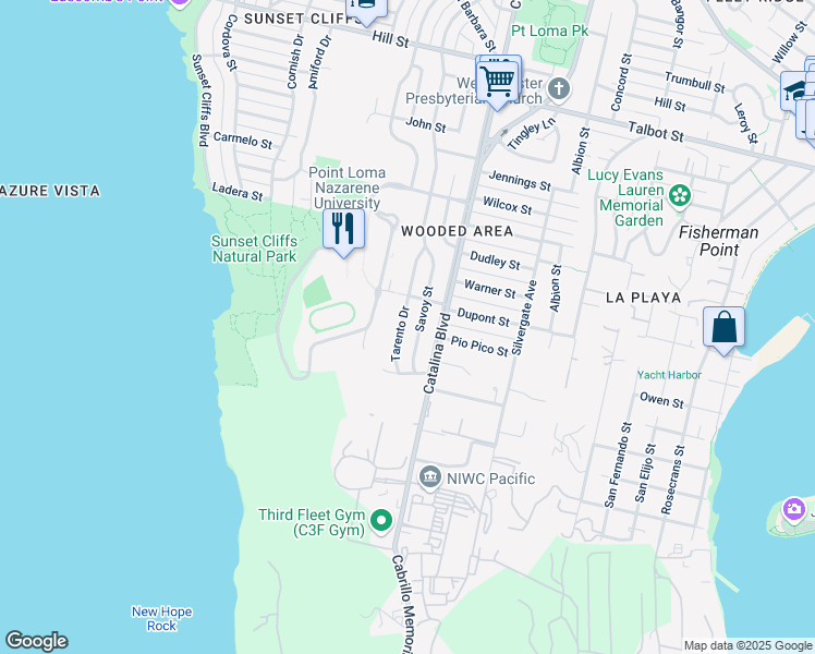 map of restaurants, bars, coffee shops, grocery stores, and more near 541 Tarento Drive in San Diego