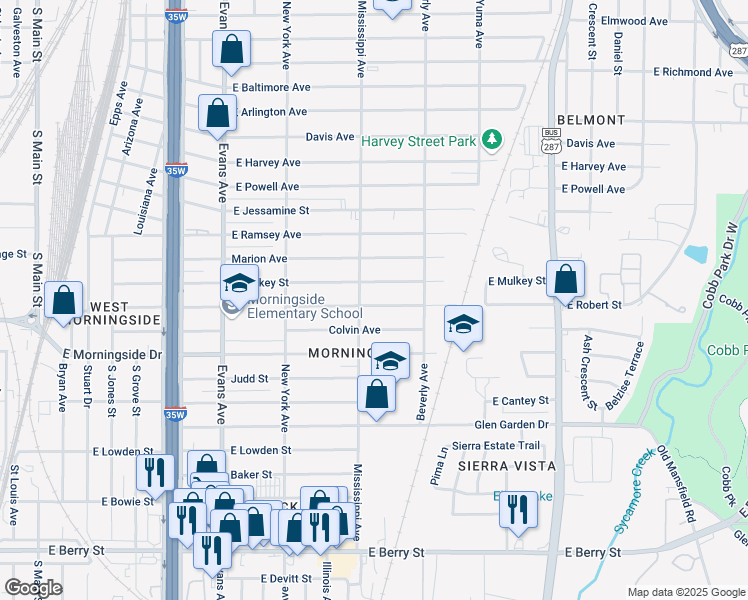 map of restaurants, bars, coffee shops, grocery stores, and more near in Fort Worth