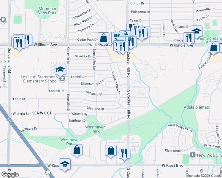 map of restaurants, bars, coffee shops, grocery stores, and more near 4530 Briarglen Drive in Dallas