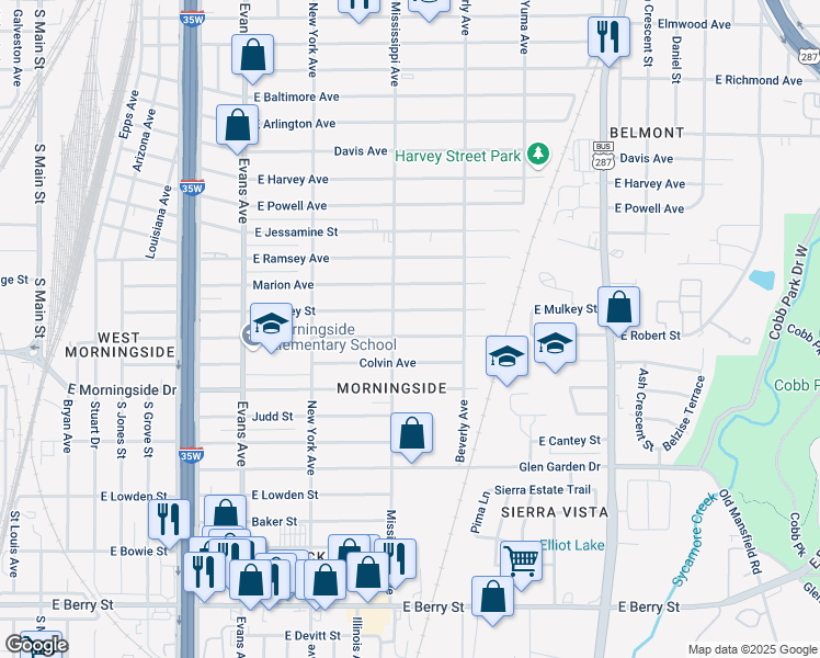 map of restaurants, bars, coffee shops, grocery stores, and more near in Fort Worth