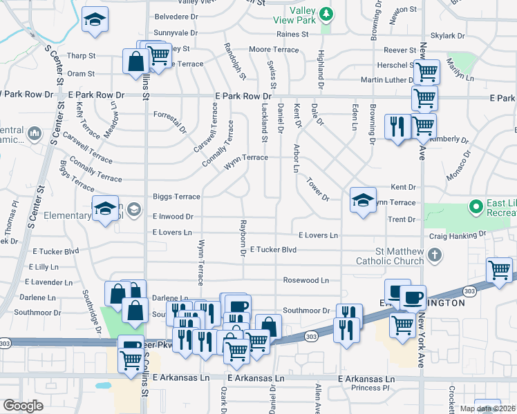map of restaurants, bars, coffee shops, grocery stores, and more near 1800 Wynn Terrace in Arlington