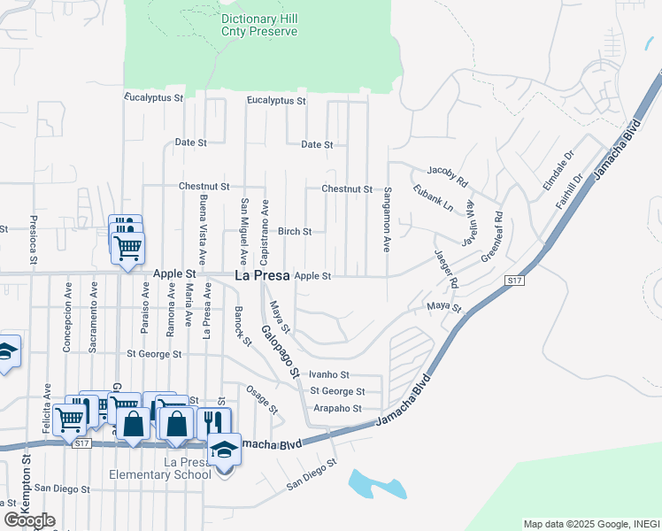 map of restaurants, bars, coffee shops, grocery stores, and more near 1015 La Mesa Avenue in Spring Valley
