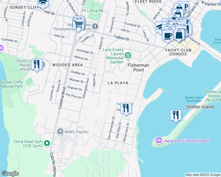 map of restaurants, bars, coffee shops, grocery stores, and more near 666 San Gorgonio St in San Diego