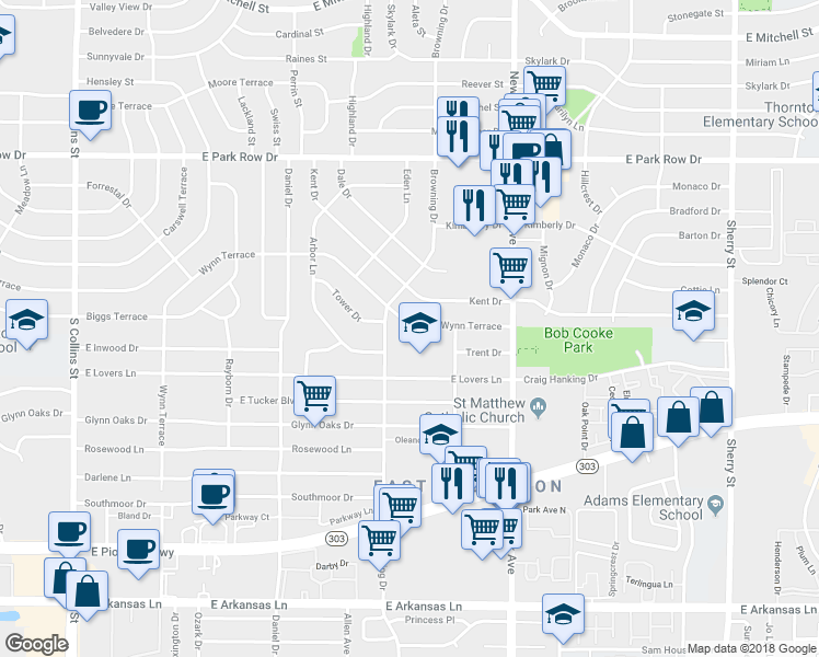 map of restaurants, bars, coffee shops, grocery stores, and more near 1806 Wynn Terrace in Arlington