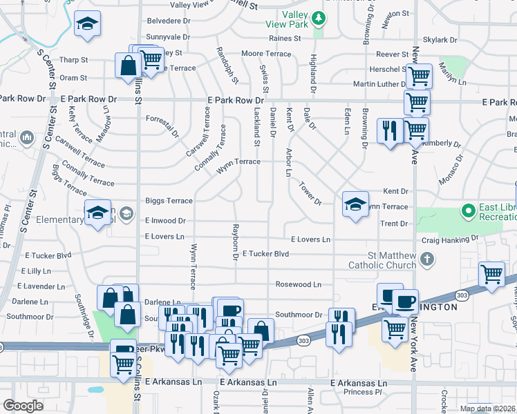map of restaurants, bars, coffee shops, grocery stores, and more near 1800 Wynn Terrace in Arlington