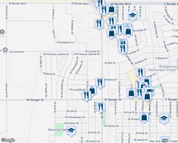 map of restaurants, bars, coffee shops, grocery stores, and more near 1501-1513 North Coleman Street in Hobbs