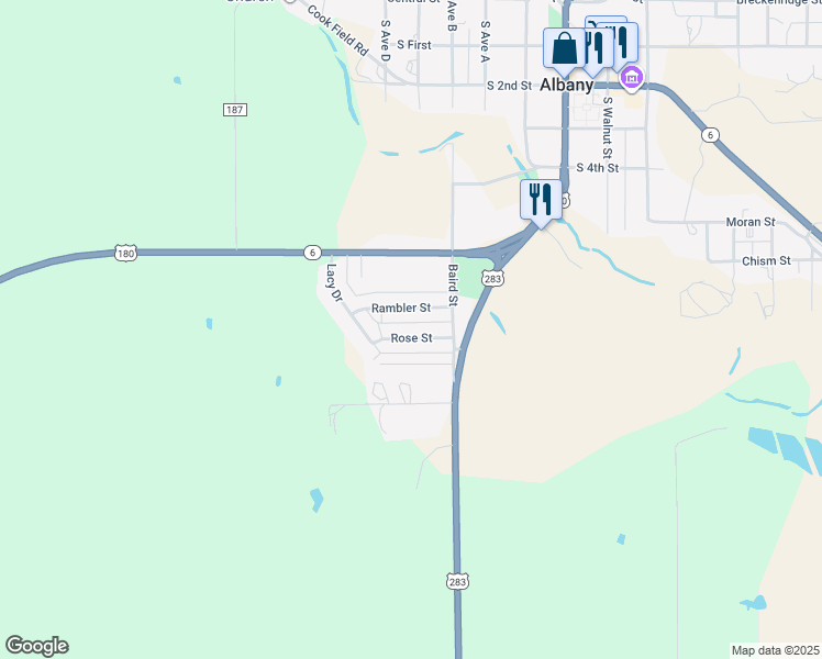 map of restaurants, bars, coffee shops, grocery stores, and more near 801 Rose Street in Albany
