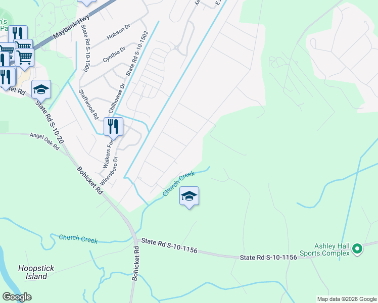 map of restaurants, bars, coffee shops, grocery stores, and more near 3525 Walter Drive in Johns Island