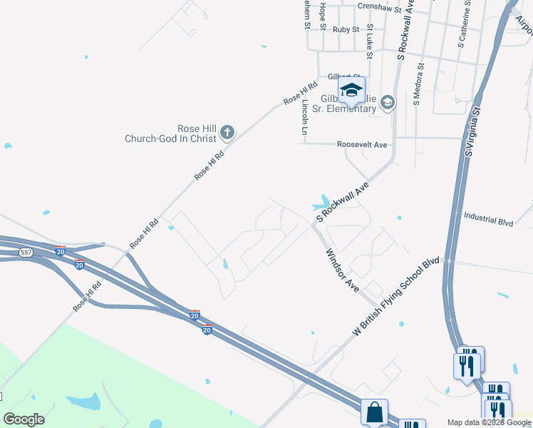 map of restaurants, bars, coffee shops, grocery stores, and more near 10325 County Road 304 in Terrell