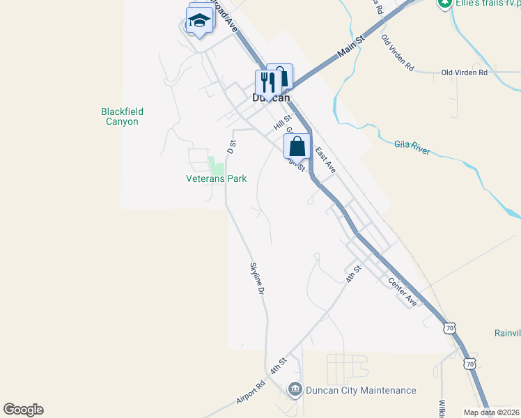 map of restaurants, bars, coffee shops, grocery stores, and more near 322 Parks Canyon Road in Duncan